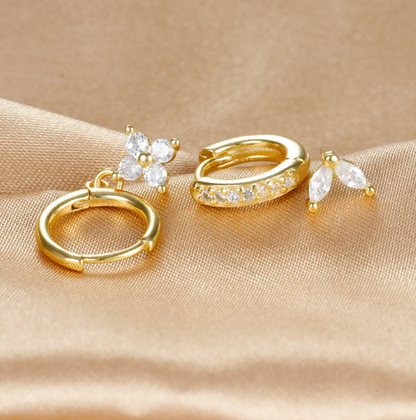 Flower Diamond Stud Earring Set