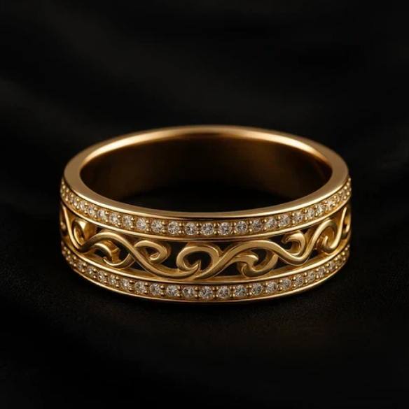 Bright hollow gold ring