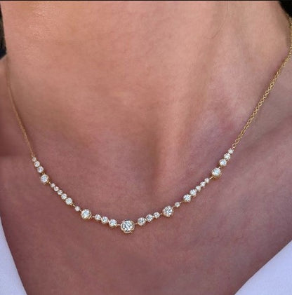Golden Round Cut White Sapphire Necklace
