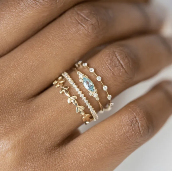 スクエアジルコニウム4点セットダイヤモンドリング