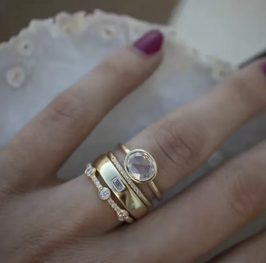 スクエアジルコニウム4点セットダイヤモンドリング