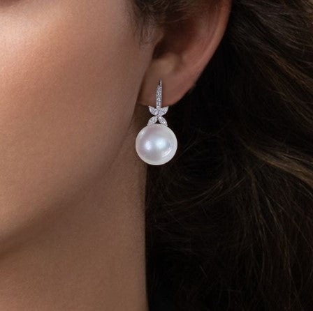Elegant Round & Marquise Cut Pearl Drop Earrings