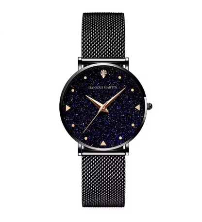 Hannah Martin Rose Gold Mesh Watch With Diamond Detailing