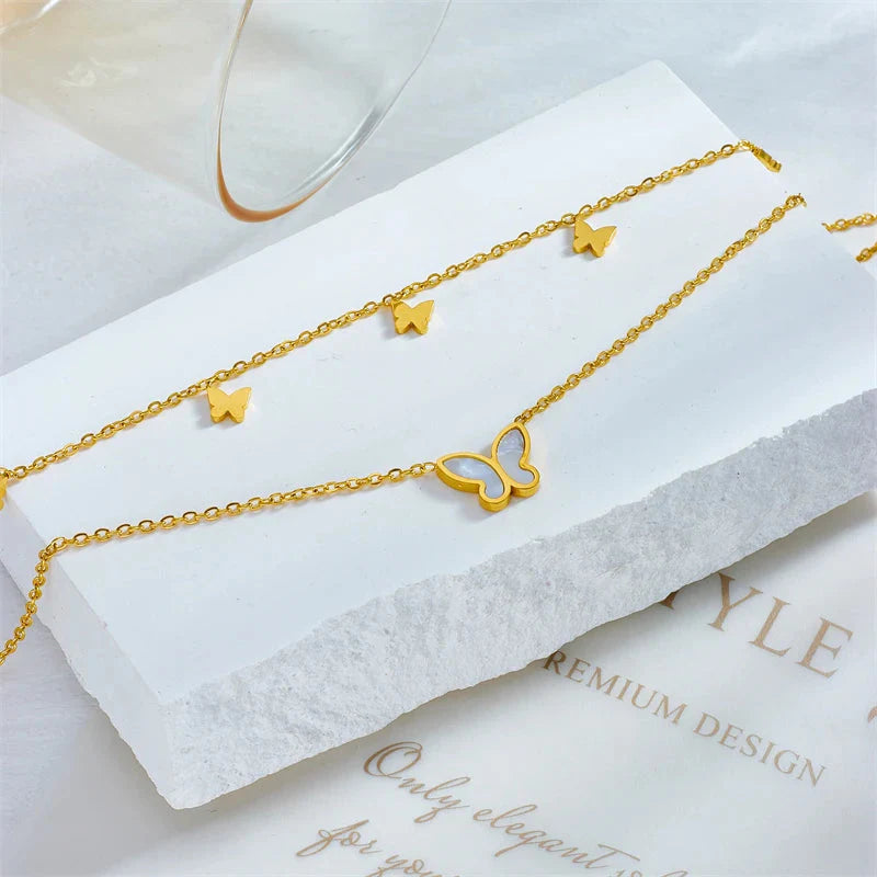 Naomi | 2-layer Butterfly Charm Anklet