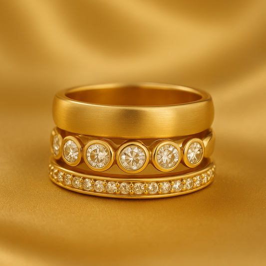 Sada kovaných prstenů ze zářivého zlata