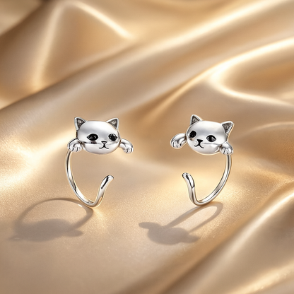 Stříbrné kočičí náušnice