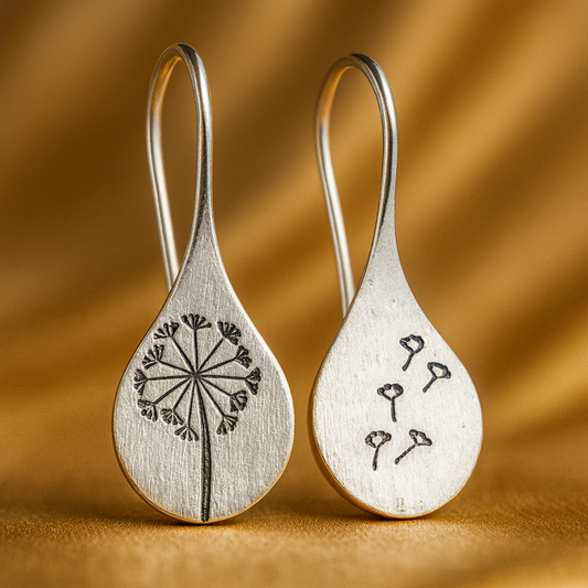 Stříbrné náušnice Pampeliška