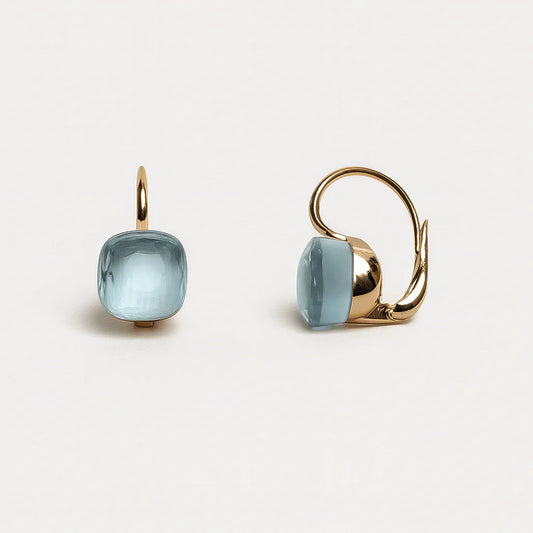 Vintage Blue Inlaid Zirconia Earrings