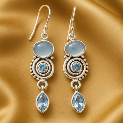 Luxe Moonstone Silver Earrings