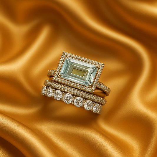 Sada vintage stříbrných prstenů s tyrkysovým sklem (3 prsteny)