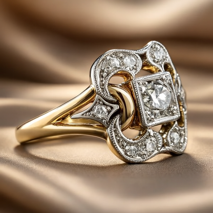 Vintage zlatý prsten se zirkony