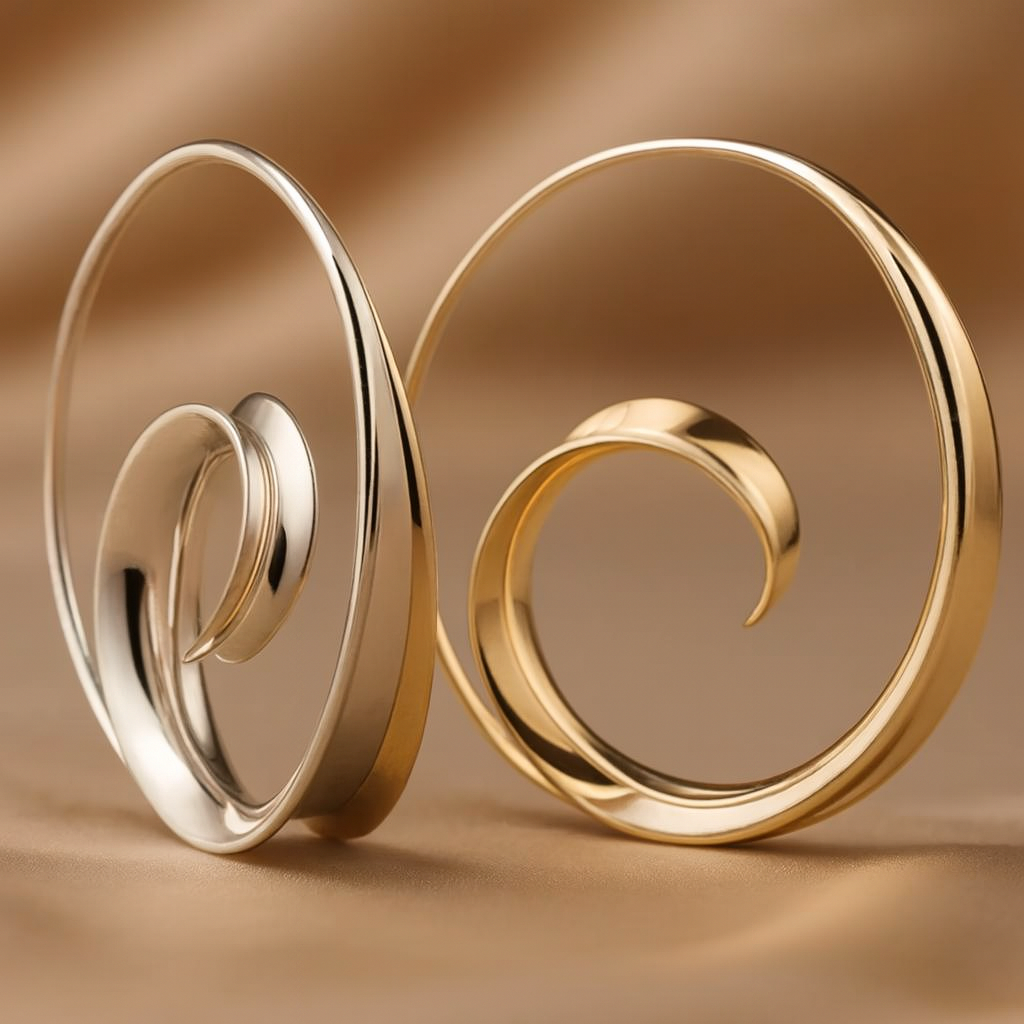 Vintage náušnice se spirálovými vlnami