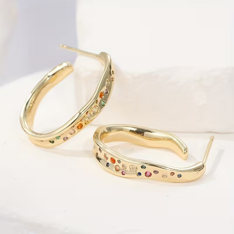 Multicolor Wavy Statement Hoop Earrings