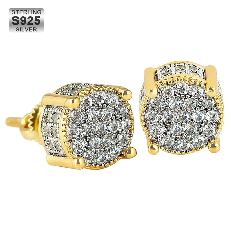 ICED CHICS SSilvery Hip-Hop Zirconia Earrings Set