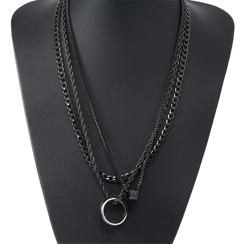 Men's Opulent Obsidian Black Stainless Cuban Chain