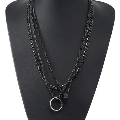 Men's Opulent Obsidian Black Stainless Cuban Chain