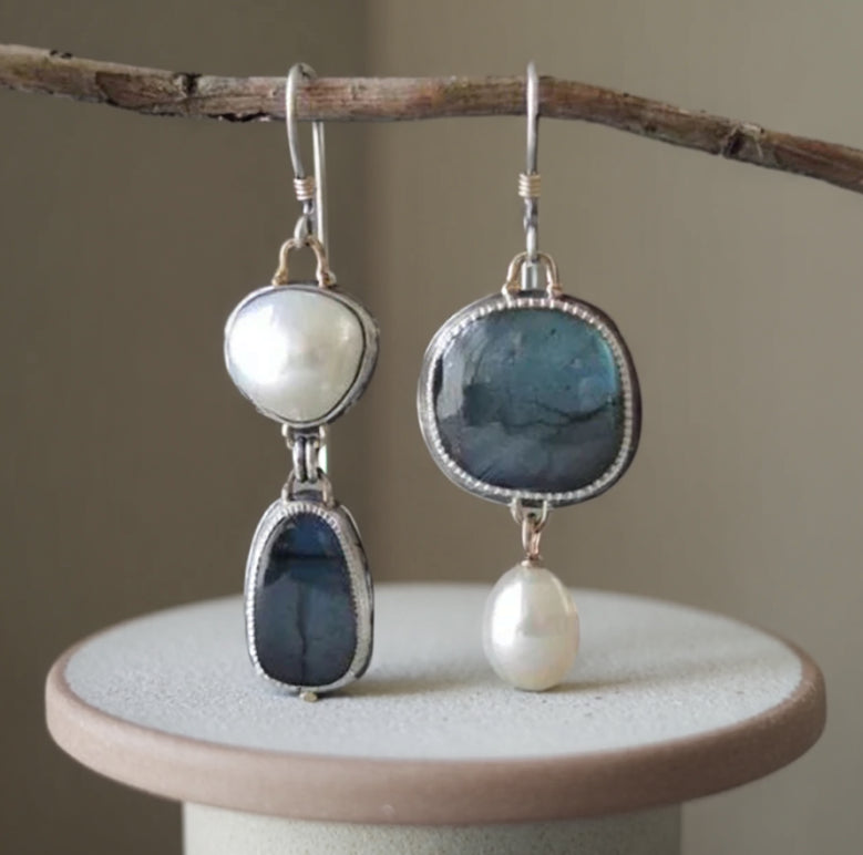 Vintage Natural Blue Stone Earrings
