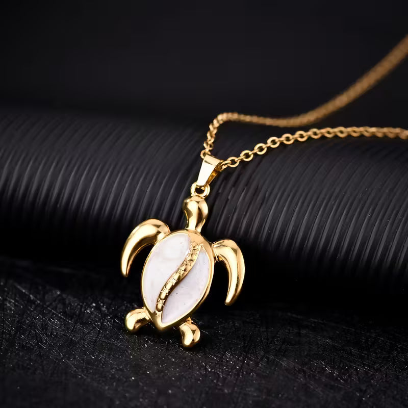 Golden Tides Sea Turtle Pendant Necklace