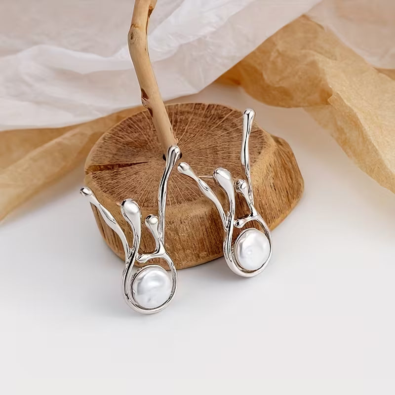 Pearl Cascade Sculptural Earrings