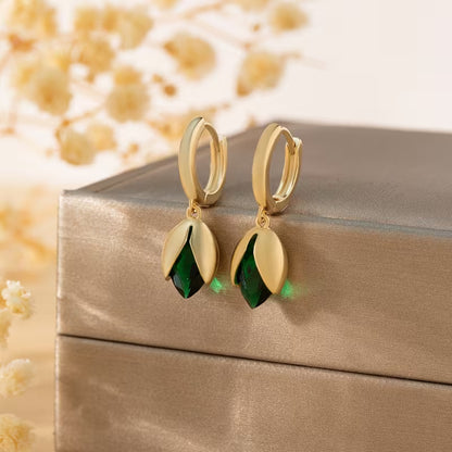 Vintage Green Teardrop Earrings