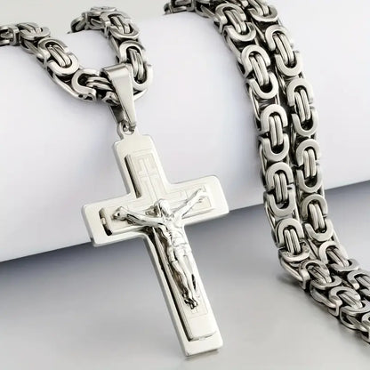 Luxurious Gilded Tone Stainless Triple Cross Pendant