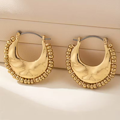 Vintage Crescent Moon Beaded Hoop Earrings