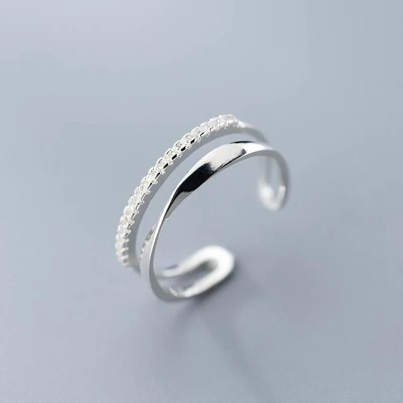 Adjustable Zirconia Ring in Silver