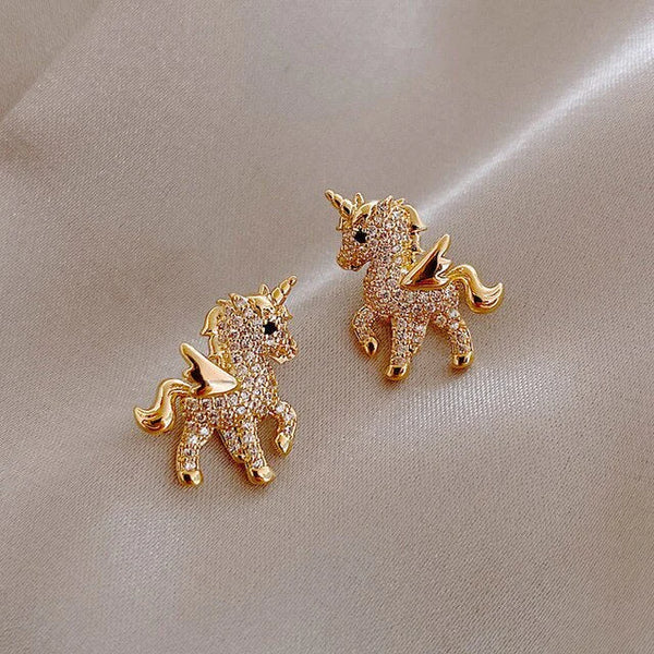 1+1 Offer: Unicorn Zirconium Necklace in Gold + Sparkling Gold Unicorn Earrings