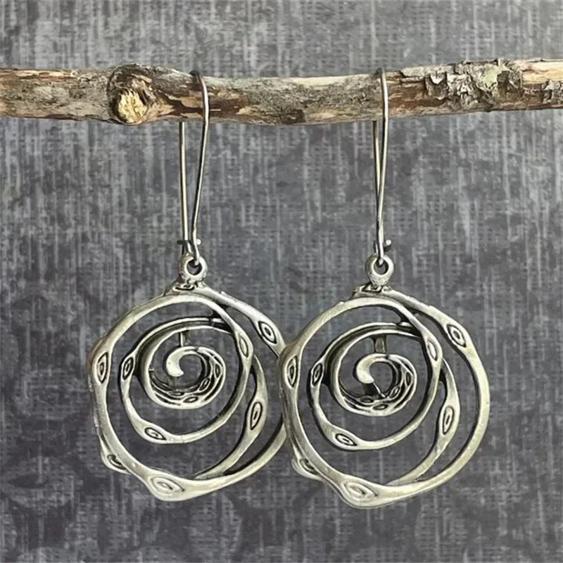 Vintage Silver Labyrinth Earrings