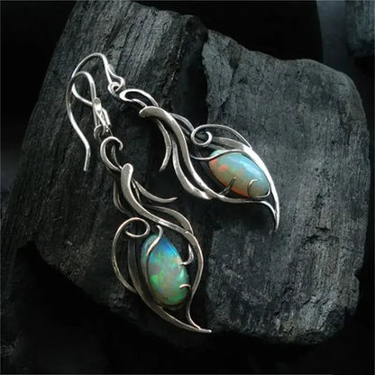 Vintage earrings made of blue opal in silver