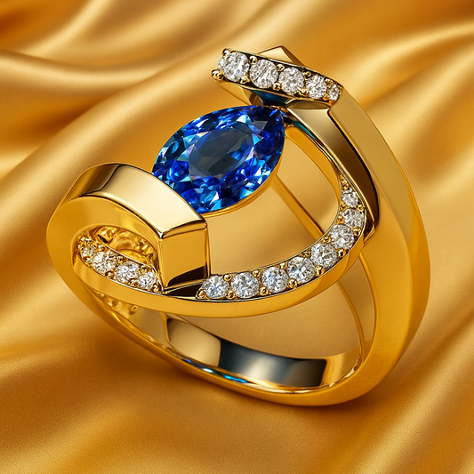 Vintage prsten s modrým zirkonem